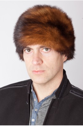 Polecat fur hat - dark brown